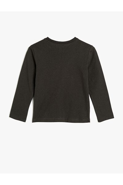 Koton T-Shirt Long Sleeve Butterfly Printed Crew Neck Cotton