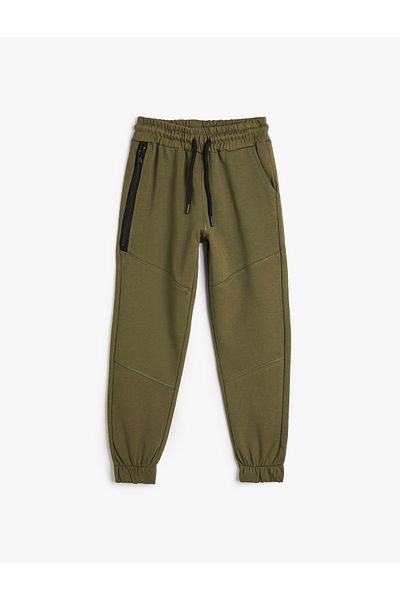 Koton Jogger-Jogginghose, Tasche, Taillenband, erhöhte Baumwolle