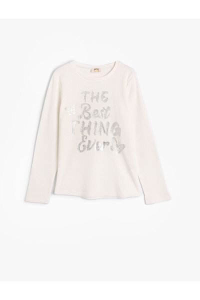 Koton T-Shirt Slogan με στάμπα μακρυμάνικο λαιμόκοψη βαμβακερή υφή