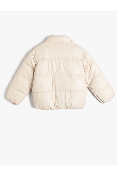 Koton Puffer Jacket Stand Collar Zippered Pocket Detailed Buttoned