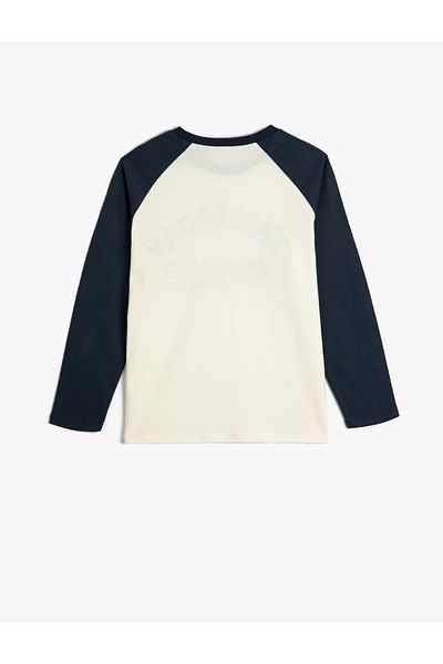 Koton College T-Shirt Long Sleeve Crew Neck Print Detailed Cotton