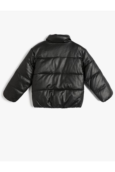 Koton Puffer Jacket Stand Collar Zippered Pocket Detailed Buttoned