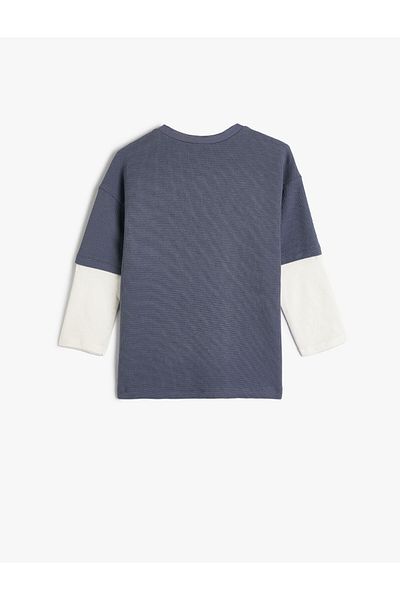 Koton T-Shirt Long Sleeve Crew Neck Ski Themed Cotton