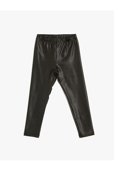 Koton Leather Look Leggings with Elastic Waist