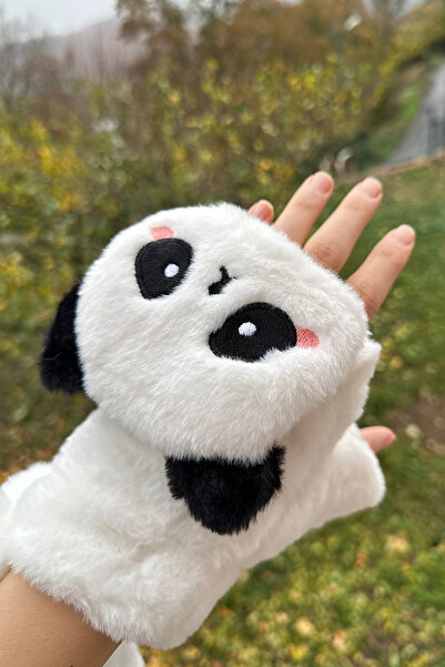 novon Cute Panda Fleece Fingerless Resealable Plush Gloves