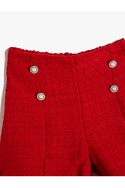 Koton Tüvit Şort Düğme Detaylı Beli Lastikli