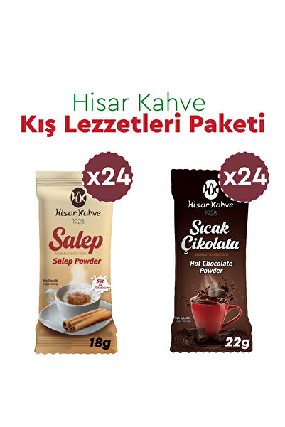 Hisar Kahve Kış Lezzetleri Paketi (18g x24 Salep, 22g x24 Sıcak Çikolata)