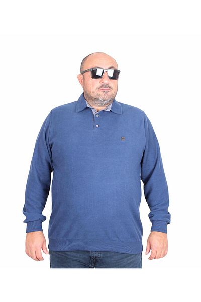 MocGrande Pulover pentru bărbați cu gât polo de mărime mare - 24409 Marin