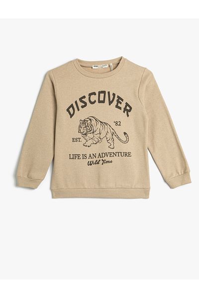 Koton Sweatshirt Tiger Printed Long Sleeve Crew Neck Ribbed