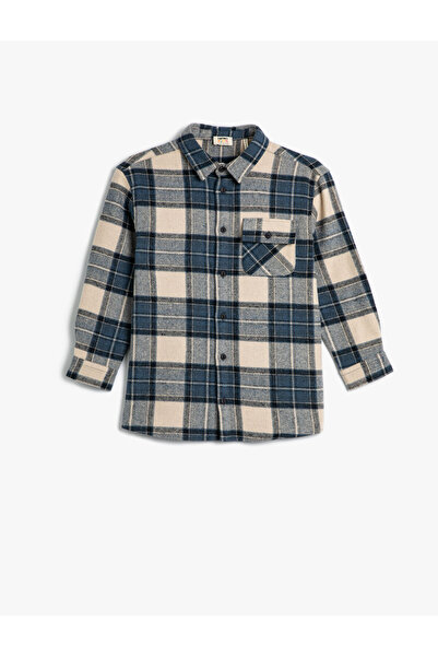 Koton Cămașă lumberjack cu mânecă lungă buzunar cu nasturi detaliată