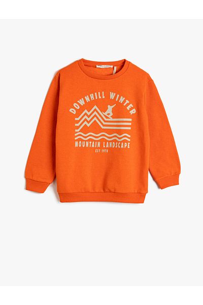 Koton Sweatshirt mit Ski-Aufdruck, langärmlig, gerippter Rundhalsausschnitt