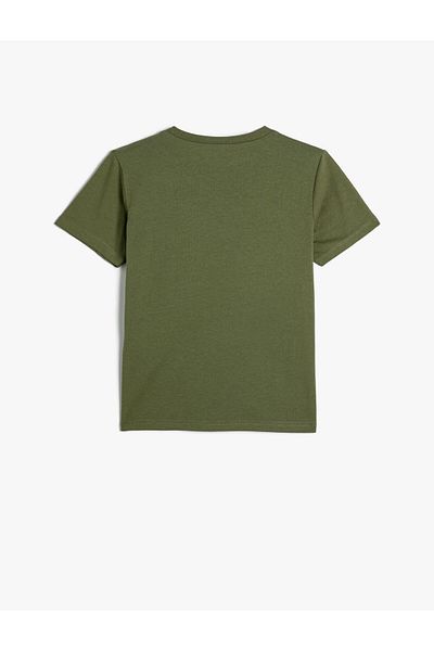 Koton Cotton Short Sleeve Dinosaur T-Shirt - Crew Neck