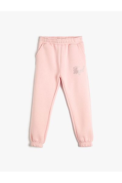 Koton Pantaloni de sport de jogger de bază cu detaliu de paiete, cravată în talie și buzunare
