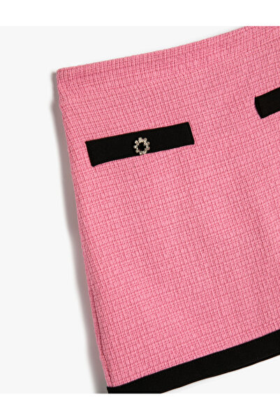 Koton Τουίντ φούστα με απλικέ βαμβακερό απλικέ χρώματος