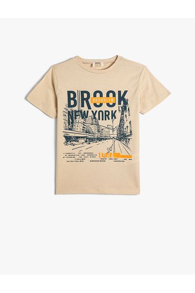 Koton Tricou din bumbac cu mânecă scurtă și gât cu imprimeu New York
