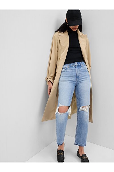 GAP Kadın Mavi High Rise Cheeky Straight Washwell™ Jean Pantolon