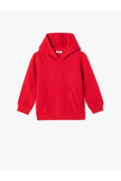 Koton Basic Hooded Sweatshirt with Kangaroo Pocket and Ribbed Cotton Blend