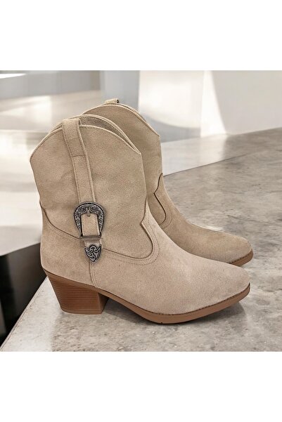 runa shoes cizme de cowboy cu toc cu cataramă, model western din piele intoarsa