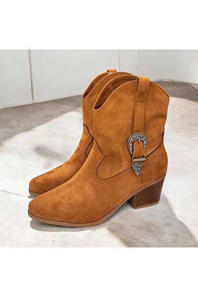 runa shoes cizme de cowboy cu toc cu cataramă, model western din piele intoarsa