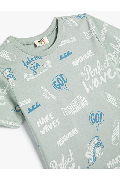 Koton Tricou Imprimat Surf mânecă scurtă Decolteu Crew Bumbac