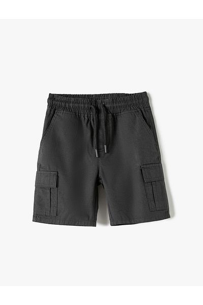 Koton Cotton Cargo Shorts - Lace-Up Waist and Pocket Side Design