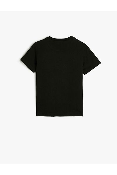 Koton Kurzärmliges Dinosaurier-T-Shirt aus Baumwolle – Rundhals