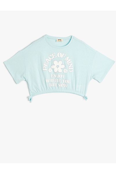 Koton Tricou Crop mânecă scurtă Decolteu Crew Slogan Imprimat Bumbac