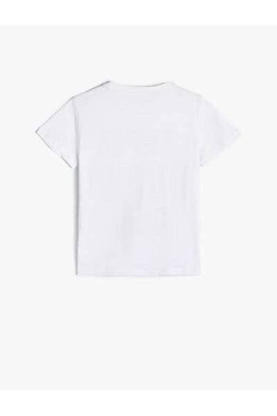 Koton Tricou cu mânecă scurtă din bumbac - Decolteu, imprimat cu slogan