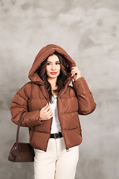 Avakado Kadın Kapüşonlu Şişme mont