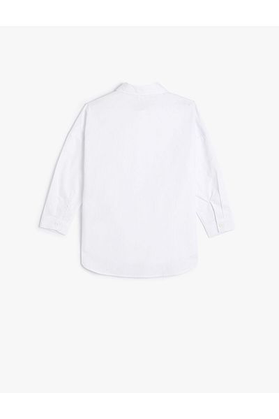 Koton Oversize Shirt Single Pocket Long Sleeve Cotton