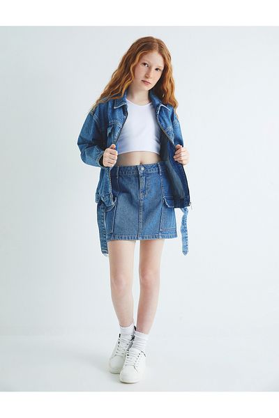Koton Cargo-Mini-Jeansrock mit Pattentaschen-Detail aus Baumwolle