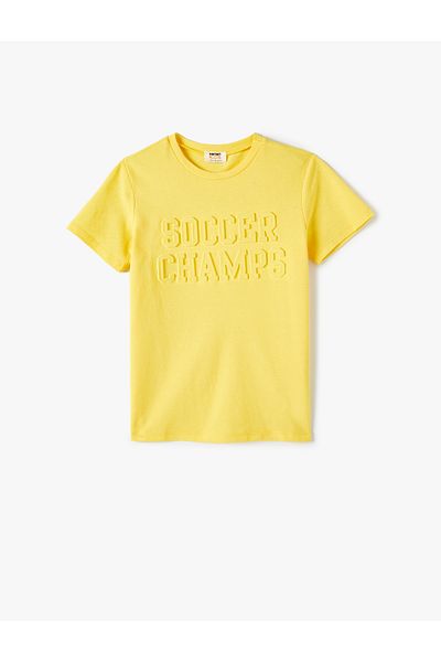 Koton T-Shirt Short Sleeve Crew Neck Embossed Print Detail