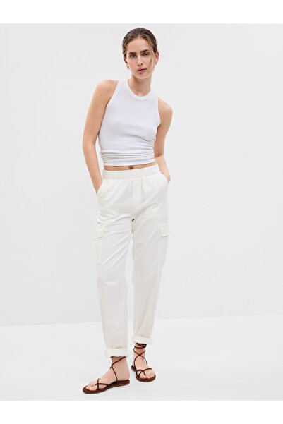 GAP Kadın Kırık Beyaz Twill Kargo Pantolon