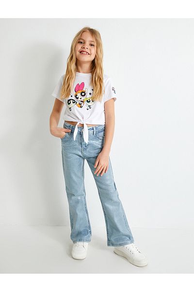 Koton Tricou Crop Fete Powerpuff Bumbac Legat Licențiat