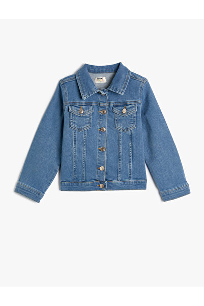 Koton Jachetă din denim cu mânecă lungă din bumbac cu buzunar cu clapă