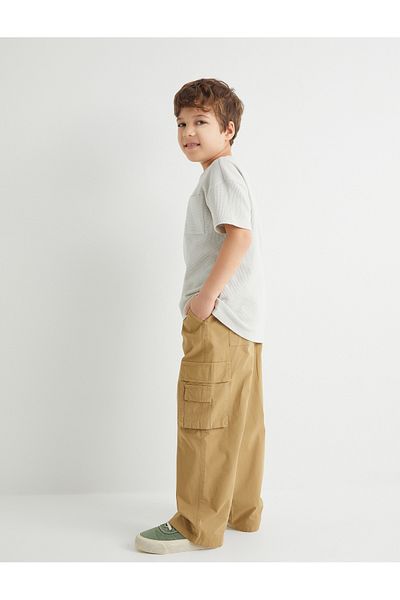 Koton Cargohose aus Baumwolle mit weitem Bein und Bindegürtel