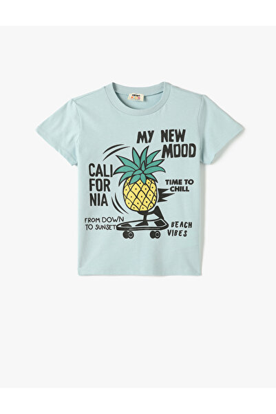 Koton Βαμβακερό μπλουζάκι με κοντό μανίκι με στάμπα ανανά