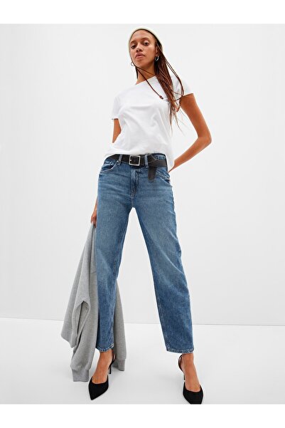 GAP Kadın Mavi Mid Rise 90s Loose Washwell™ Jean Pantolon