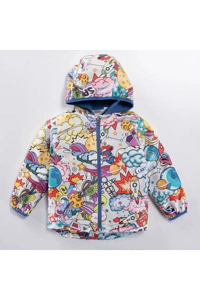 MDM Multicolor Waterproof Hooded and Zippered Cotton Lined Rain Coat Overalls for Baby Boys Girls