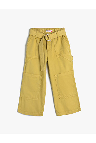 Koton بنطال جينز بحزام واسع الساق وجيب كارجو من القطن