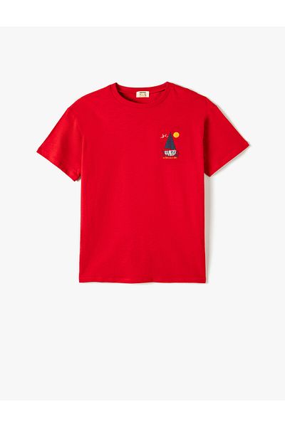 Koton Oversize T-Shirt Sailboat Print Detailed Short Sleeve Cotton