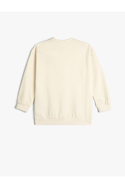 Koton Long Sleeve Crew Neck Print Detailed Hoodie