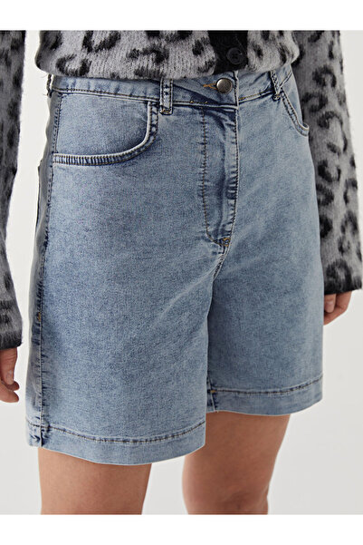 LC Waikiki Blue Standard Fit Women's Jean Shorts