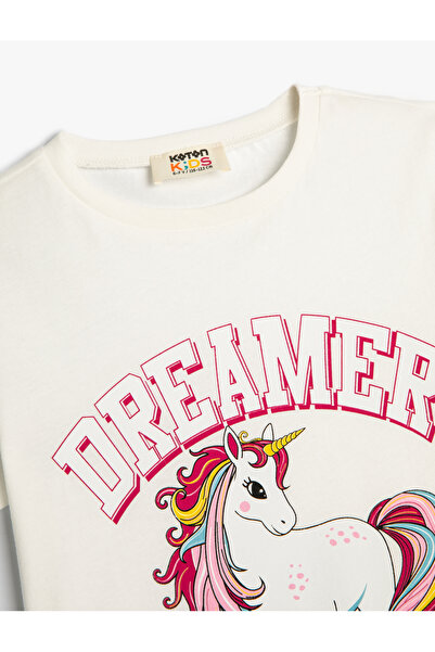 Koton Tričko Unicorn s krátkým rukávem a výstřihem bavlna