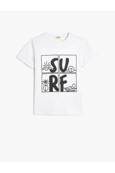 Koton T-Shirt Short Sleeve Crew Neck Surf Printed Cotton