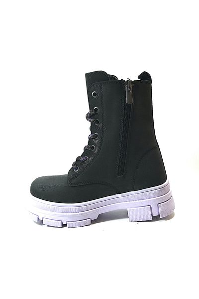 Onlo Ayakkabı Onlo Shoes PC.0012 Μαύρες μωβ κοριτσίστικες μπότες με φερμουάρ