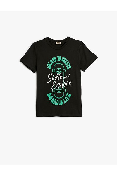 Koton T-Shirt Skateboard Printed Short Sleeve Crew Neck Cotton