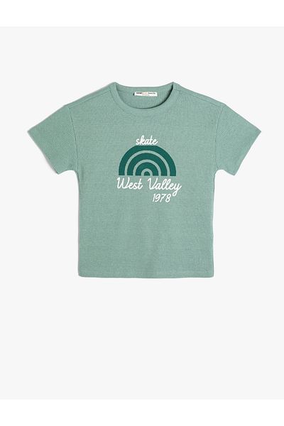 Koton Tricou Imprimat mânecă scurtă Decolteu Crew Texturat