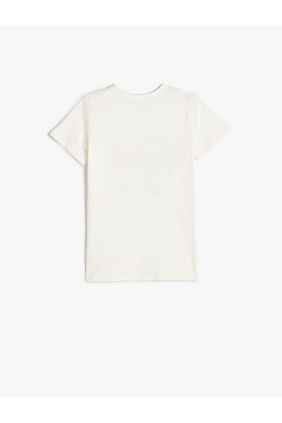 Koton Κοντομάνικο T-Shirt Heart Glitter Crew Neck Βαμβακερό