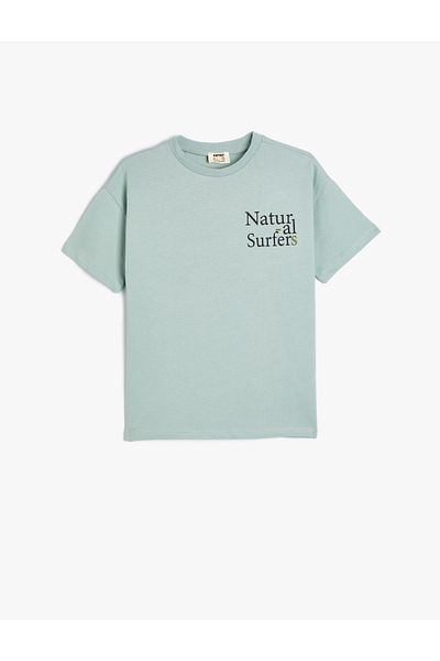 Koton Tricou cu mânecă scurtă din bumbac - Gât crew, slogan imprimat